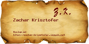 Zachar Krisztofer névjegykártya